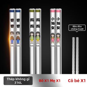 YUANSENTAI | Đũa Inox 316 Kháng Khuẩn Chống Trượt Gia Đình Cá Nhân