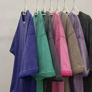 PAZHAOLANG | Water Washed Cotton Short Sleeve T Shirts