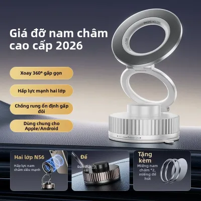HELLOLEIBOO | Giá Đỡ Điện Thoại Ô Tô Nam Châm Hút Chân Không – Gắn Taplo Chống Rung Dùng Dẫn Đường