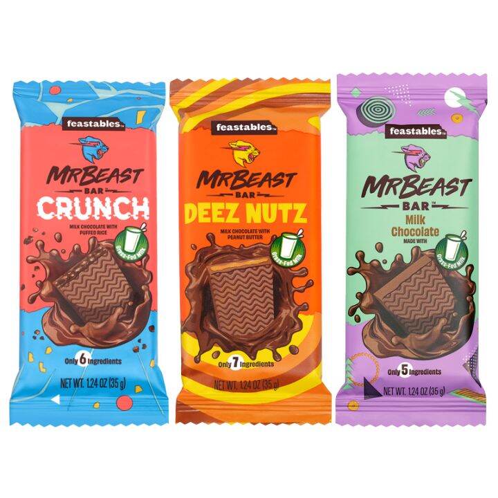 Feastables MrBeast Chocolate Crunch Bar Milk Chocolate Bars Mr Beast ...