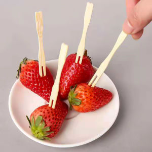 Masely Bamboo Fork Small Fork for Siomai Takoyaki Fishball Fruits Salads Desserts 100pcs