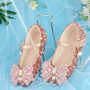 MENGBEIHUAN | Soft Princess Shoes for Girls Flat Elegant Soft Bottom Pink Party Shoes