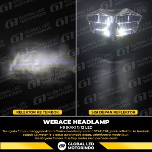 WERACE LED Headlamp H6 12 LED COB Hi-Lo 12Volt Motor Bebek Matic Jauh Dekat Lebar Dan Terang