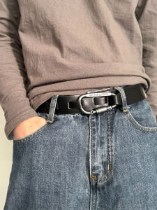 Outdoor Youth Men's Belt Buckle Design: Hole-Free Mountaineering Leather Belt