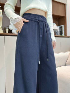 American Style Loose Fit Drawstring Blue Sport Pants Womens High Waist Small Size Casual Sweatpants Autumn 2025 New Arrival