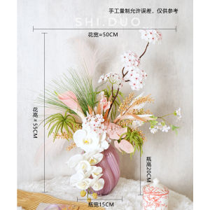 Luxurious Pink Green Artificial Flowers Royal Flower Bouquet Sample Soft Decoration Living Room Front Desk Entrance Tabletop Decor