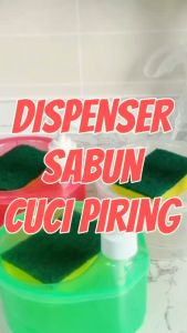 Dispenser Tempat Sabun Cuci Piring Bulat 2in1 1000ml Wadah Spons Sunlight Soap Pump Praktis Viral
