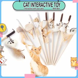 Cat Toy Cat Teaser Stick Bite Resistant And Durable Long Rod Cat Teaser Wooden Mouse Cat Teaser Stick