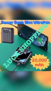 20000mAh Mini Power Bank Ultra-thin Portable Large Capacity With Micro B TYPE C Cable Portable Charger LED Power Bank