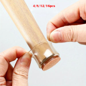 4/8/12/16Pcs TPR Chair Leg Protectors with Non-Slip Felt Pads Clear Conical Table Base Covers for Floor Protection
