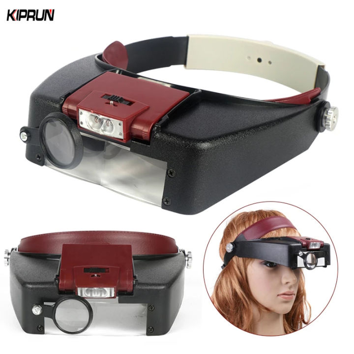 KIPRUN Magnifying Headset Lamp Magnifying Glass Jeweler Loupe Wearing
