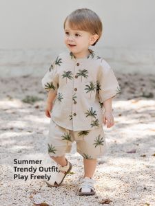 Babylove Summer Lightweight Pure Cotton Shorts Loose Breathable Casual Beach Pants for Babies Comfortable Elastic Waistband