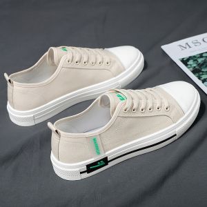 Original Large Size Casual Canvas Shoes for Women in Milk Tea Color Flat Bottom Board Shoes Comfortable Low Top Sneakers