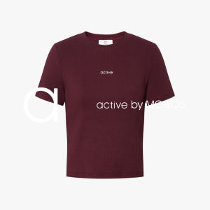 MO&Co. | Short Sleeve T-shirt Stretch Cotton Round Neck Straight Shoulder