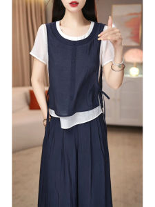 GUBODUO | Casual Slimming and Commuting Two Piece Set with Capri Pants