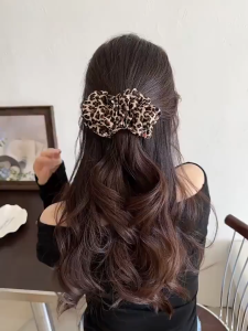 Korean Style New Vintage Classic Leopard Banana Grips Hair Clips High Ponytail Headwear for Women