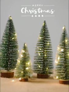 Happy Time 15cm/20cm Mini Christmas Trees Artificial Tabletop Xmas Tree Indoor Room Party Needs Christmas Decorations New Year 2026 Home Decor On Sale