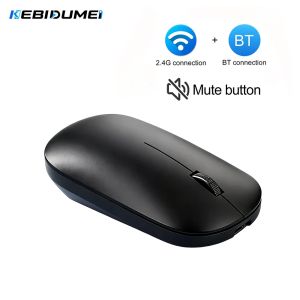 Kebidumei | KEBIDUMEI 2.4G Bluetooth Wireless Mouse Mute Button Rechargeable Gaming Mouse Dual Mode Mouse for PC Laptop Tablet Macbook