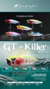 LURE KINGDOM - Umpan Popper GT-KILLER 60mm-7g Mat ABS Hard Plastic VMC Hook Anti Rusting 3D Action