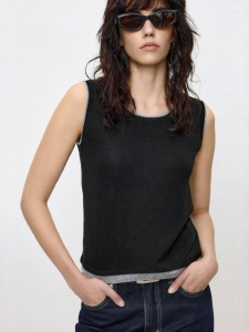 URLAZH | Minimalist Black Wide-Strap Sleeveless Vest