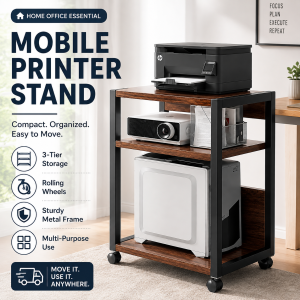 APTO Printer Shelving With Wheels Filing Cabinet Thickened Office Organizer Shelves 3 Layer Kitchen Pantry Storage Rack