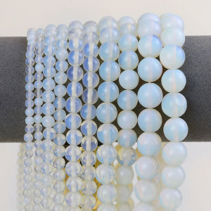 ลูกปัดโอปอลหินธรรมชาติลูกปัดโอปอลแบบกลมลูกปัดโอปอลหลวมสำหรับเครื่องประดับกำไลทำ DIY สร้อยคออุปกรณ์เสริม4/6/8/10/12มม.