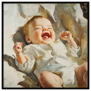 Tranh chân dung em bé nụ cười trẻ thơ. Tranh treo tường dán tường sơn dầu canvas CGI-1618