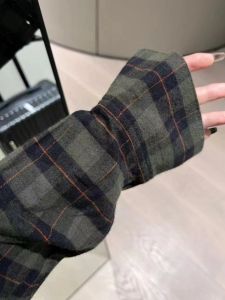 Chic Green Plaid Shirt Womens Inner Wear Layering Spring Autumn Loose Casual Slimming Outerwear Long Sleeve Polo Collar