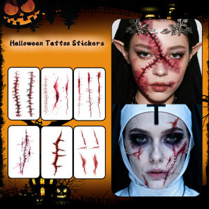 Halloween Horror Scar Temporary Tattoo Sticker Long-lasting and Waterproof Tears of the Nun Tattoo Sticker for Face Arm