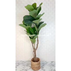 Pohon Artificial Tanaman Hias Daun Ketapang X3 T150 Latex Artificial Cover Pot Eceng Gondok Dekorasi Ruang Tamu Aesthetic