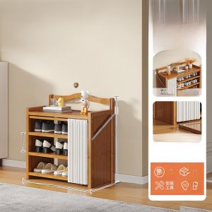 Foldable Multi-layer Simple Shoe Rack Indoor Doorway Home Use Elegant Design No Installation Required Economic Type Bamboo