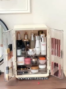 [COD]ตู้เก็บของเครื่องสำอาง กล่องใส่เครื่องสำอาง เปิดสองครั้ง เปิดปิดด้วยแม่เหล็ก กันฝุ่นกันความชื้น วัสดุแข็งแรง มีลิ้นชัก ชั้นอะคริลิค ความจุสูง