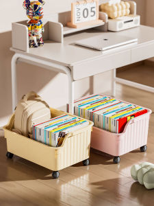 Book Storage Box with Wheels for Students Classroom Book Bag Desktop Storage Underbed Dormitory Desk Book Case Organizer