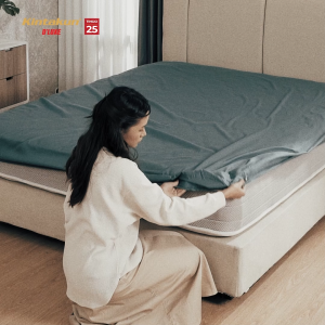 Sprei Kintakun D luxe Duo Sorong 120x200cm Motif Abstract Warna Ungu/Krem Bahan Microfiber 25cm