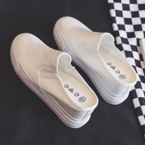 Casual Canvas Slip-On Shoes Womens Thick Bottom High Top Sneakers Korean Style Love Dream Footwear Summer Low Cut Rubber Sole