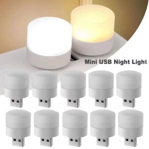 1-15Pcs Mini USB Night Light Warm White Eye Protection Book Reading Light USB Plug Computer Mobile Power Charging LED Night Lamp