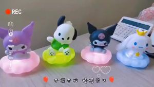 Bandai | Animation Kuromi Pochacco Kawaii Glowing Cloud Lamp Hello Kitty Bedside Lamp LED Night Light Cake Decoration Decoration Gift