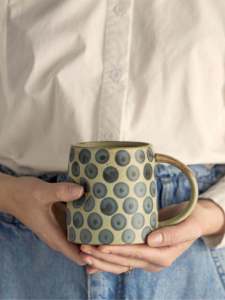 Handmade Blueberry Large Capacity Ceramic Milk Cup Nordic Style Blue And White Glazed under Color Porcelain Tea Dining Set