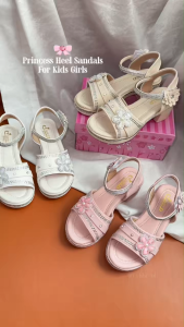 Princess Block Heel Sandals For Kids Girls Party Shoes with Rhinestones Lightweight 3-9 Years old