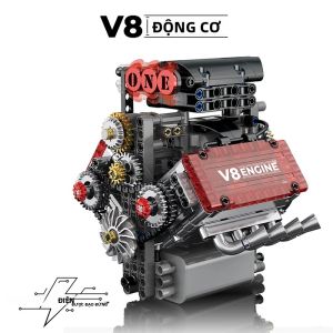 Bộ Mô Hình Gạch Động Cơ V8 Chạy Bằng Điện Lắp Ráp Bằng Các Khối Xây Dựng Đồ Chơi Kỹ Thuật Sáng Tạo Dành Cho Trẻ Em Và Người Lớn