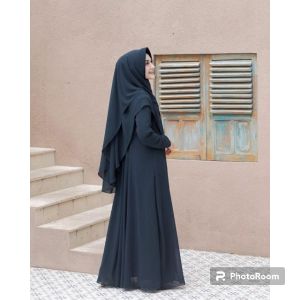 MAYRA SYARI GAMIS SET JILBAB 2 LAYER GAMIS POLOS JUMBO TERBARU KEKINIAN PESTA MAXI DRES BUSUI DEPAN