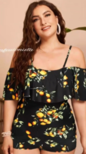 PLUS SIZE ONE PIECE [ KEYNA LEMON ] OFF SHOULDER SWIMSUIT