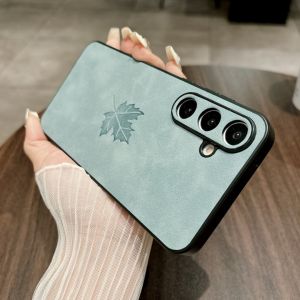 Retro Maple Leaf Pattern PU Leather Phone Case For Samsung Galaxy A56 A36 A26 A16 A55 A54 A53 A52 A35 A34 A25 M12 Silicone Cover
