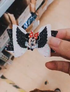 3.3in Cute Cartoon Princess Bow Hair Clip for Kids Sweet Glitter Hairpin for Girls Barrettes Headwear Fashion Hair Duckbill Clip