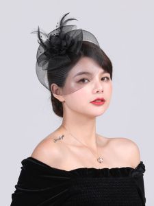 Retro Shanghai Night Cheongsam Headwear Veil Butterfly Knot Face Covering Net Hair Accessories Vintage Wedding Gown