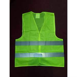 ZIPPED SAFETY VEST LIME GREEN WITH WIDE REFLECTIVE & ZIPP