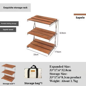 Mountainhiker | MOUNTAINHIKER Oak$Shabili Three-tier Rack Outdoor Camping Rack Portable Easy To Carry Foldable Picnic Camping BBQ Folding Table