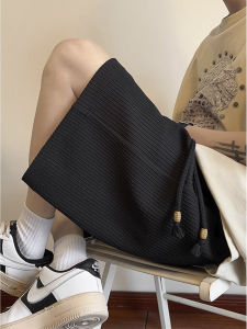 กางเกงขาสั้นทรงหลวมสไตล์อเมริกันสตรีทสำหรับผู้ชาย กางเกงขายาวทรงตรง 5 นิ้ว ทรงหลวม ทรงลำลอง สำหรับฤดูร้อน