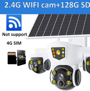 difang | V380 Pro Solar Security Camera WiFi 15MP 10X Zoom Triple Screen Outdoor Red Blue LED Flash Alarm Wireless Solar Surveillance