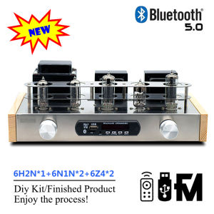 Desktop Power Amplifier Bluetooth Vacuum Tube 6N2 or 6H2N 6n1n 6Z4 Home HiFi Audio Amplificador Finished Non-Product DIY Kit